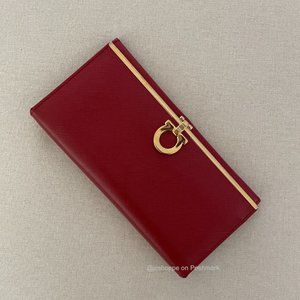 SOLD - Salvatore Ferragamo Gancini Clasp Continental Wallet, Rosso